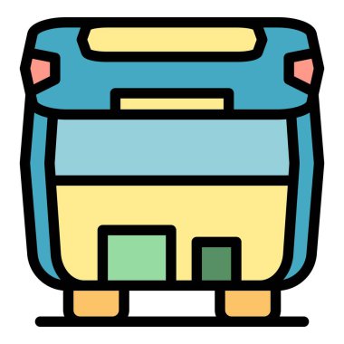 Boş araba bagajı simgesi renk ana hatları vektörü