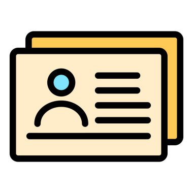 Bölüm kimlik kartı simgesi renk ana hatları vektörü