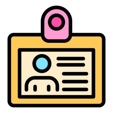 Kimlik kartı simgesi renk ana hatları vektörü