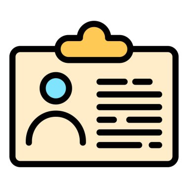 Bilgi kartı simgesi renk ana hatları vektörü