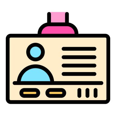 Holder kimlik kartı simgesi renk ana hatları vektörü