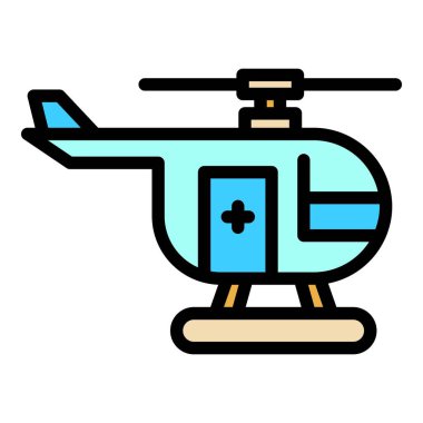Kurtarma helikopteri simgesi renk ana hatları vektörü