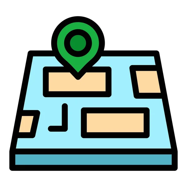 地図GPSピンアイコンカラーアウトラインベクトル — ストックベクタ