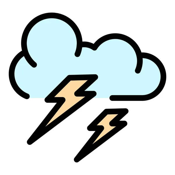 Lightning clouds icon color outline vector — Stock Vector