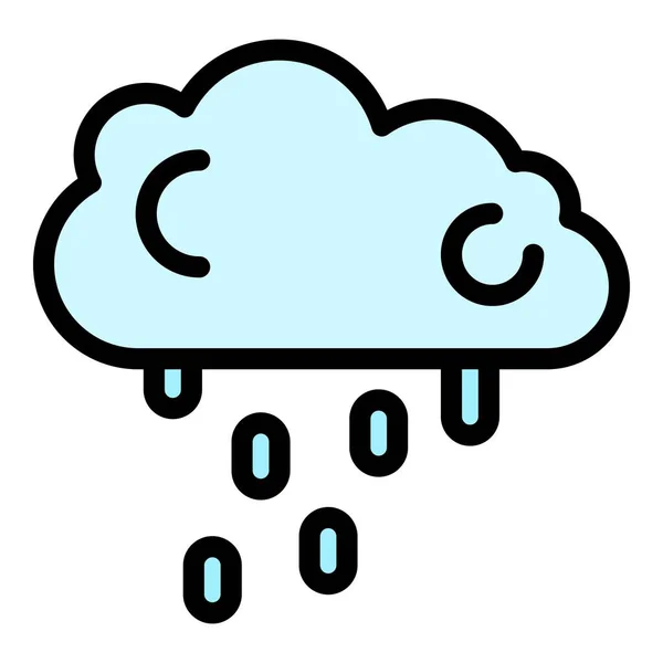 Regenwolken-Symbol Farbe Umrissvektor — Stockvektor