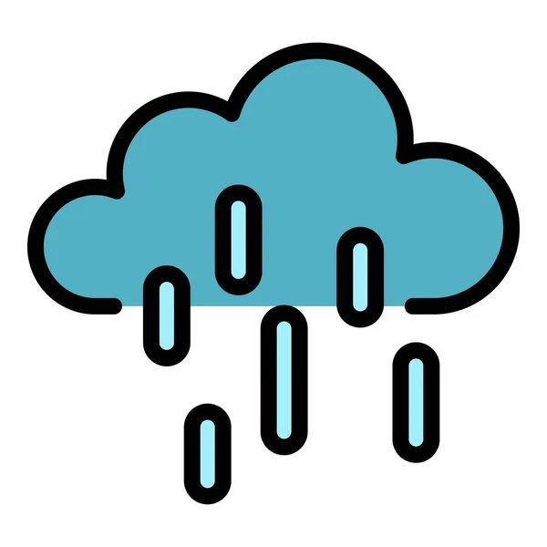 Vettore contorno colore icona meteo piovoso — Vettoriale Stock