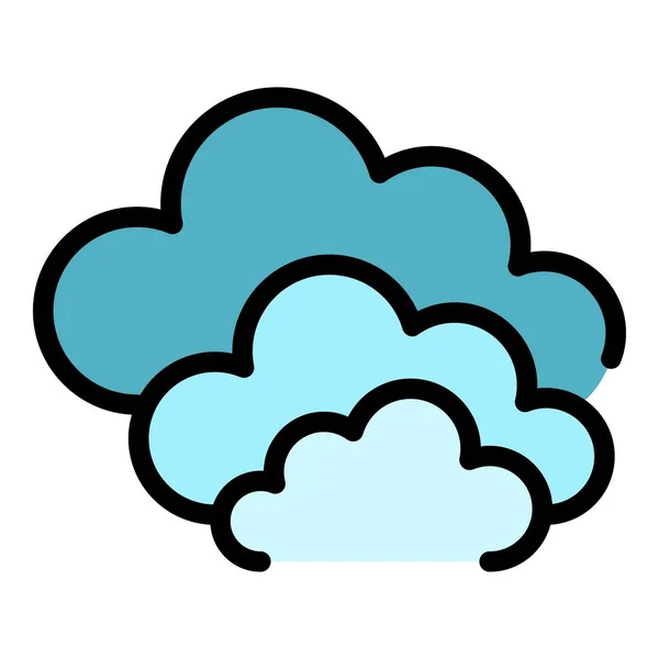 Cloudy sky icon color outline vector — Vetor de Stock