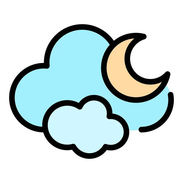 Vektor garis besar warna ikon awan malam - Stok Vektor