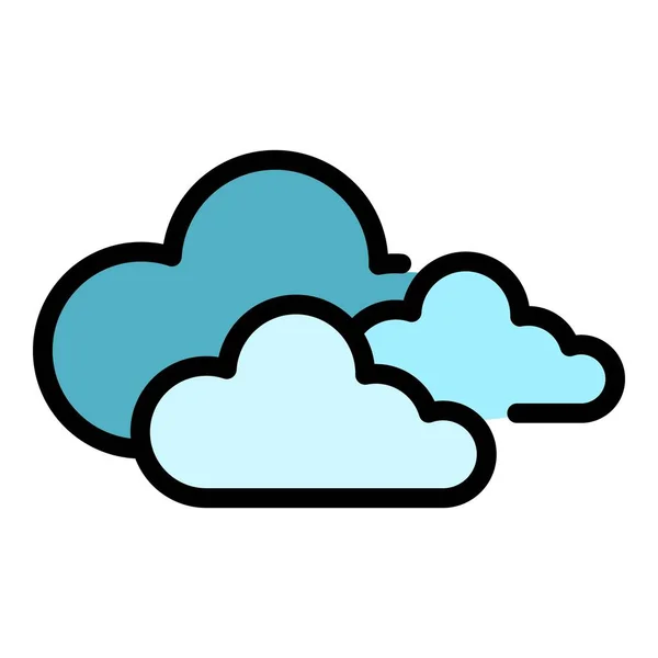 Vetor de contorno de cor de ícone de previsão nublado — Vetor de Stock