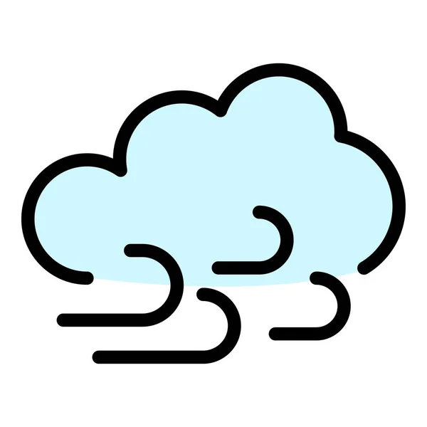 Cloud and wind icon color outline vector — 图库矢量图片