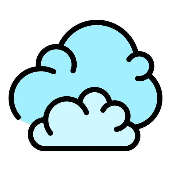 Fluffy clouds icon color outline vector — Vetor de Stock