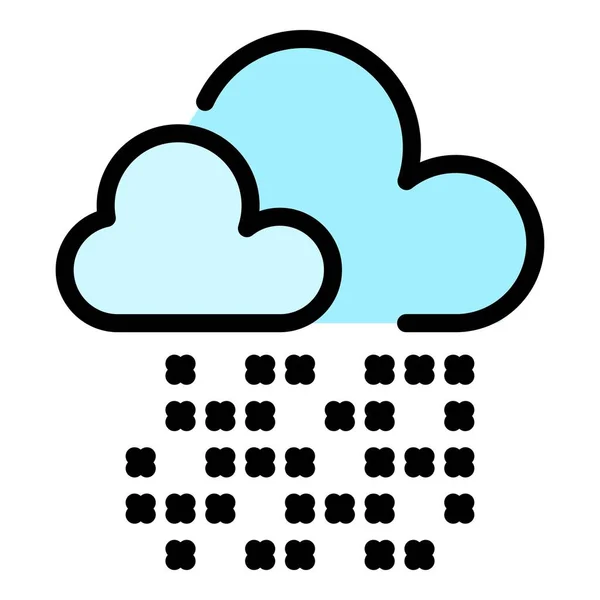 Vecteur de contour couleur icône nuage hiver — Image vectorielle