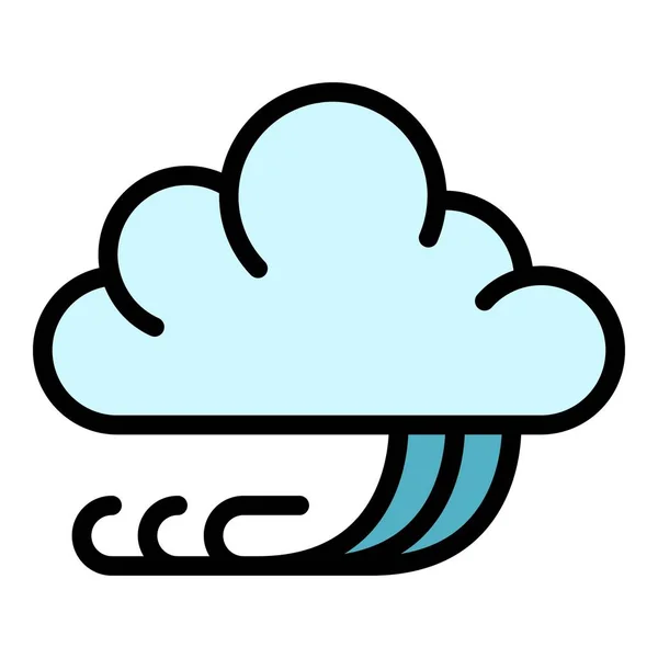 Windy cloudy weather icon color outline vector — Vetor de Stock