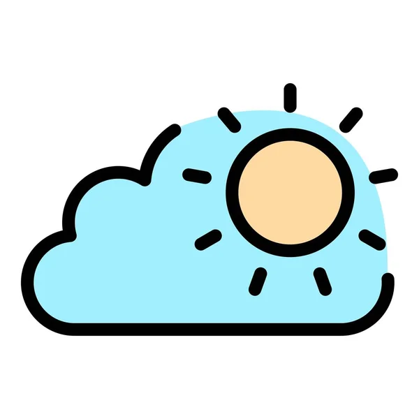 Słoneczny chmura ikona kolor zarys wektor — Wektor stockowy