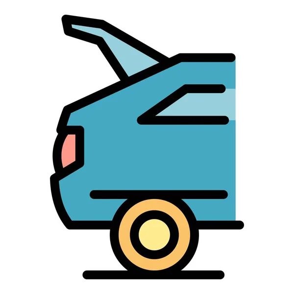 Abrir coche tronco icono color contorno vector — Vector de stock