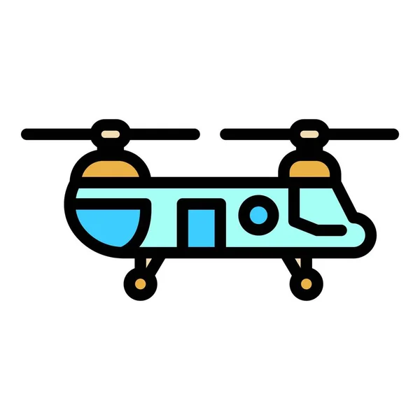 Gran helicóptero de rescate icono color contorno vector — Vector de stock