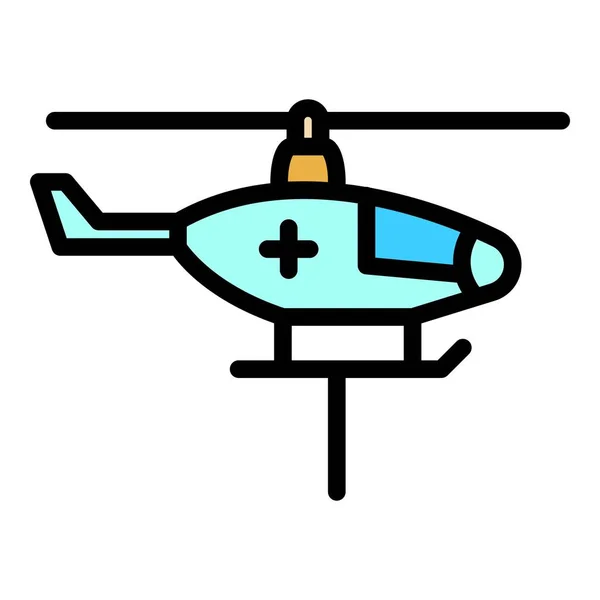 Fast rescue helicopter icon color outline vector — ストックベクタ