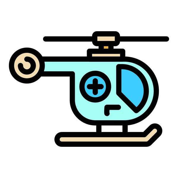 Emergency rescue helicopter icon color outline vector — Vetor de Stock