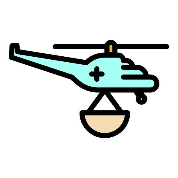 Sky rescue helicopter icon color outline vector — Stock vektor