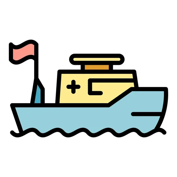 Accident rescue boat icon color outline vector — 스톡 벡터