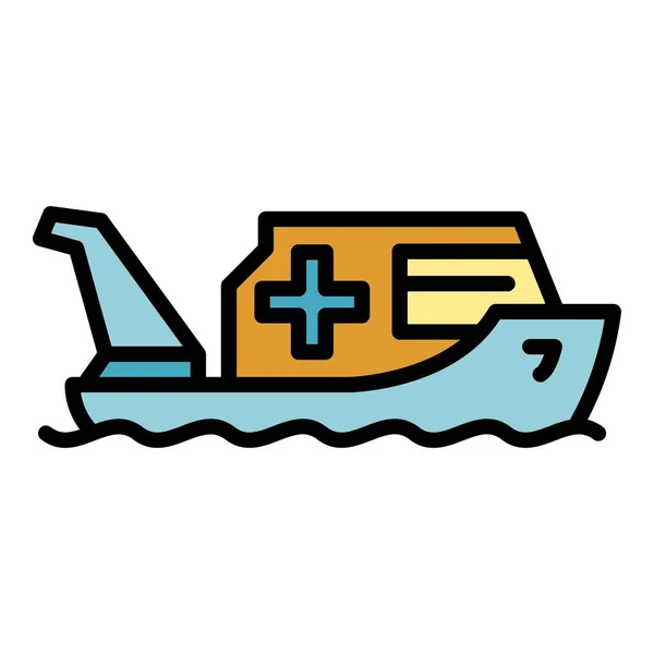 Cura barca di soccorso icona colore contorno vettore — Vettoriale Stock