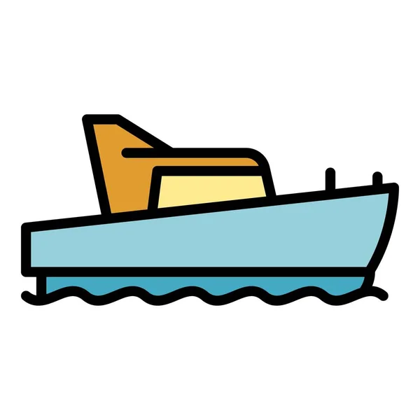 Emergency rescue boat icon color outline vector — стоковый вектор