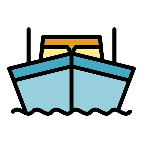 Navy rescue boat icon color outline vector — 图库矢量图片