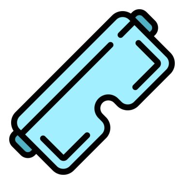 Koruyucu tıbbi gözlük simgesi renk ana hatları vektörü