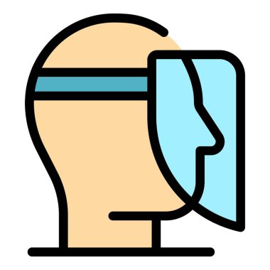 İnsan yüz kalkanı simgesi renk ana hatları vektörü