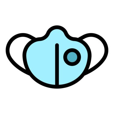 Tıbbi yüz maskesi simgesi renk ana hatları vektörü