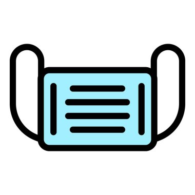 Güvenli yüz maskesi simgesi renk ana hatları vektörü