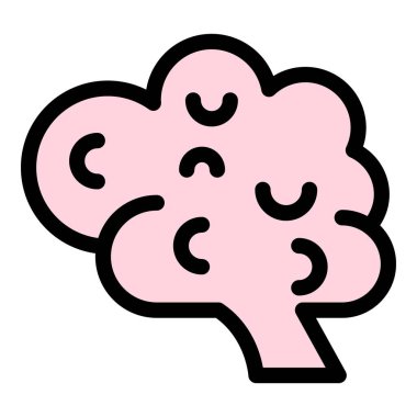 Biyolojik beyin simgesi renk ana hatları vektörü