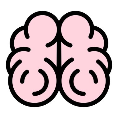 Beyin organı simgesi renk ana hatları vektörü