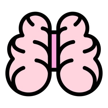 Hücre beyin simgesi renk ana hatları vektörü