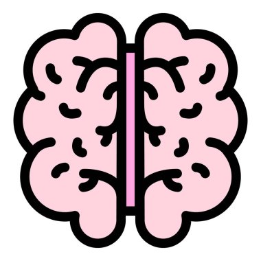 Yaratıcı insan beyni simgesi renk ana hatları vektörü