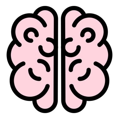 İnsan baş beyin simgesi renk ana hatları vektörü