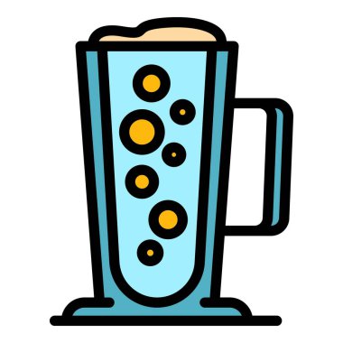 Buz latte simgesi renk ana hatları vektörü