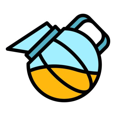 Latte kettle simgesi renk ana hatları vektörü