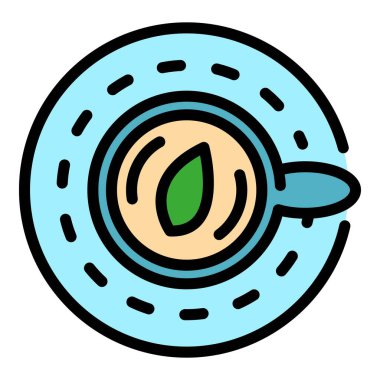 Cafe latte simgesi renk ana hatları vektörü