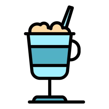 Köpük latte simgesi renk ana hatları vektörü