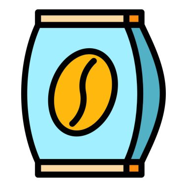 Kahve çekirdekleri simge rengi ana hatları vektörü