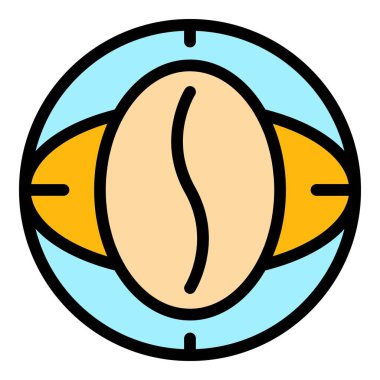 Arabica fasulye simgesi renk ana hatları vektörü