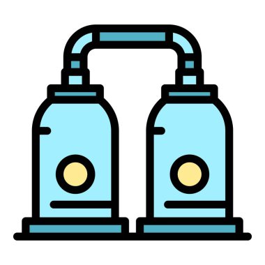 Burbon fabrikası simgesi renk ana hatları vektörü