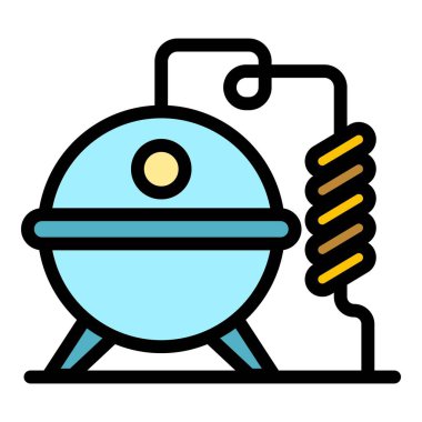 Burbon üretim süreci simgesi renk ana hatları vektörü