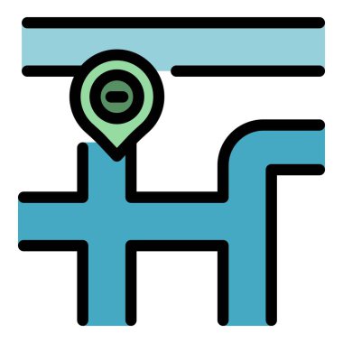 Yol yapım noktası simgesi renk ana hatları vektörü