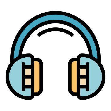Yapı kulaklığı simgesi renk ana hatları vektörü