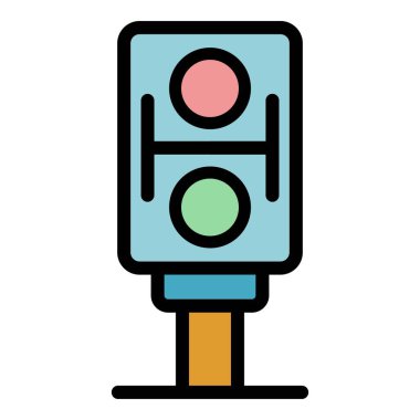 Yapı trafik ışıkları simgesi renk ana hatları vektörü