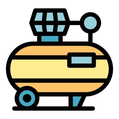 Kompresör aracı simge renk dış hat vektörü