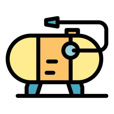 Benzin sıkıştırıcı simgesi renk ana hatları vektörü