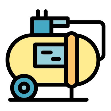 Silindir kompresör simgesi renk ana hatları vektörü